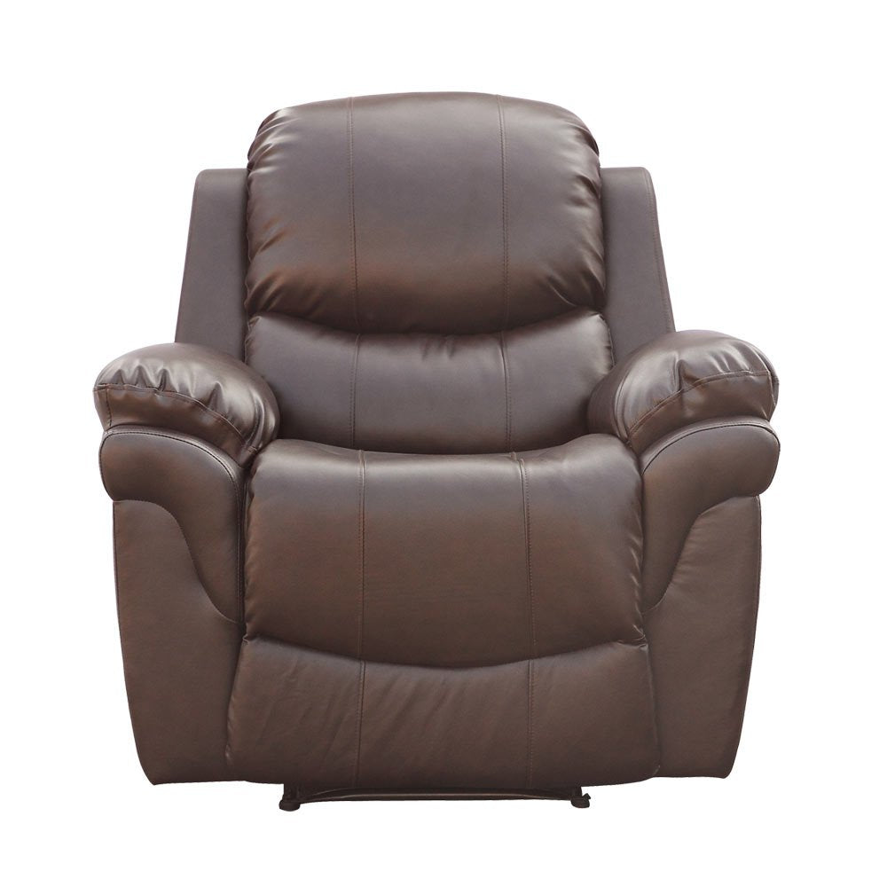Madison Bonded Leather Recliner Armchair - Manual Latch Mechanism, Lumbar Support, Gaming & Lounge Chair, Brown