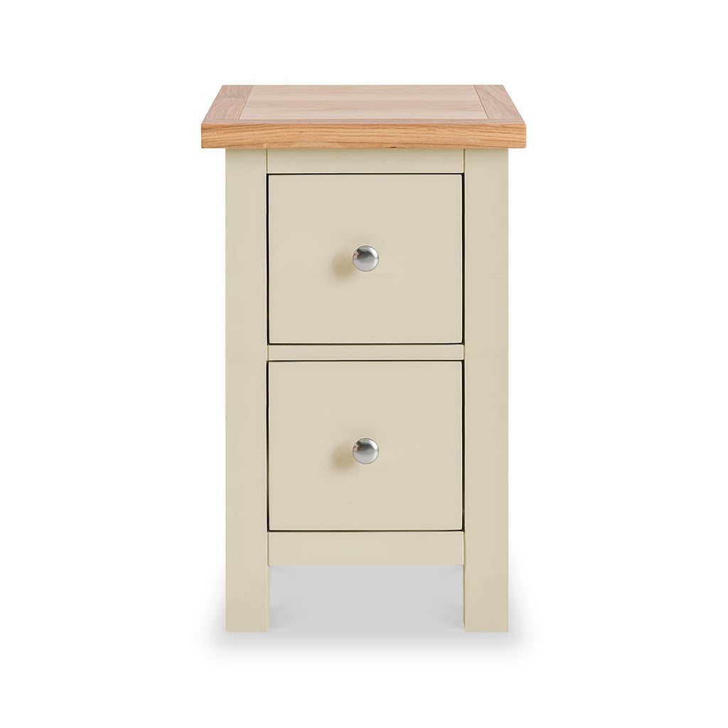 Farro Cream Bedside Tables Set of 2 with Oak Tops - Solid Wood Nightstands with 2 Drawers