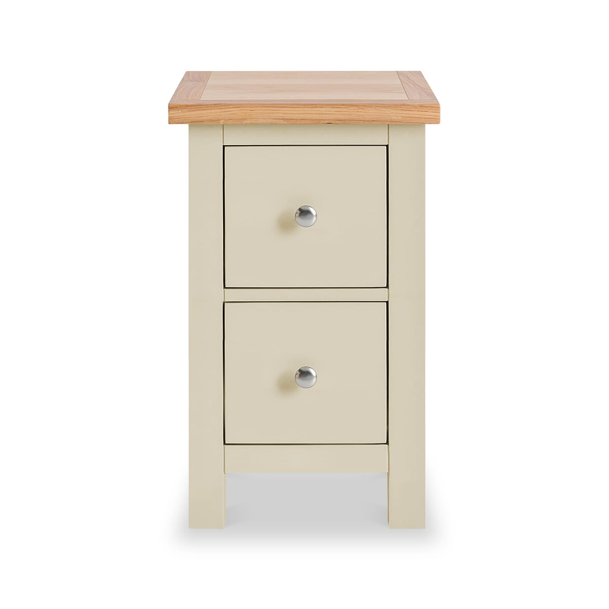 Farro Cream Bedside Tables Set of 2 with Oak Tops - Solid Wood Nightstands with 2 Drawers