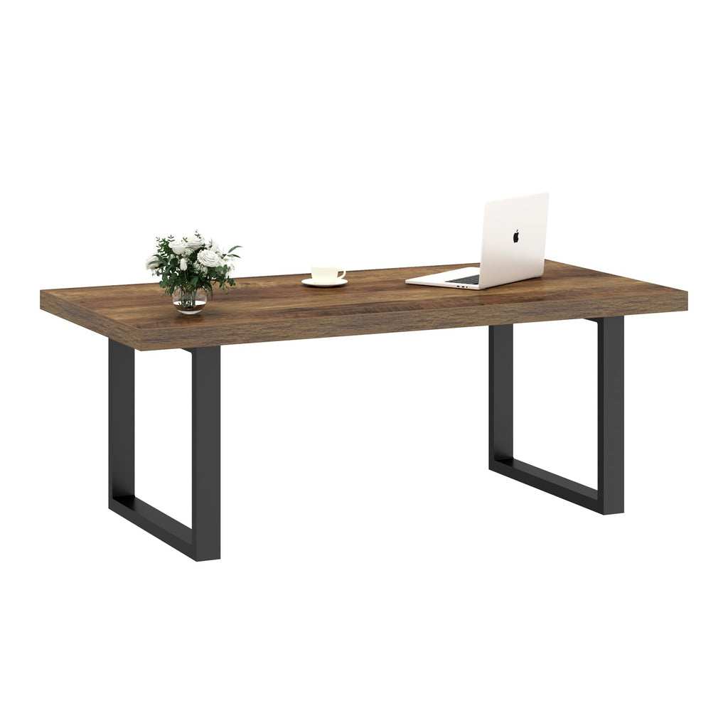 IBF 120cm Rustic Oak Coffee Table Wooden Farmhouse Centre Table for Living Room & Office