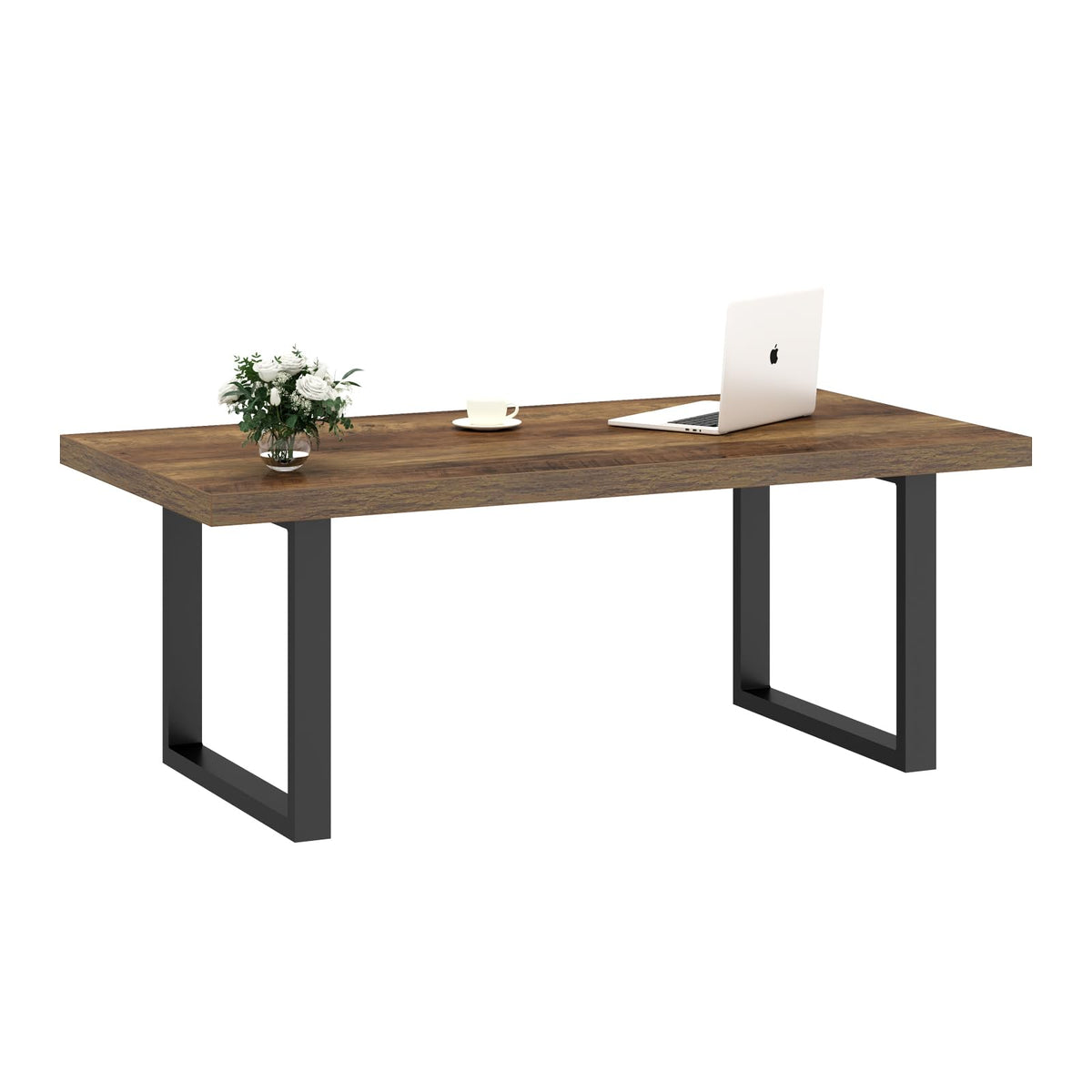 IBF 120cm Rustic Oak Coffee Table Wooden Farmhouse Centre Table for Living Room & Office