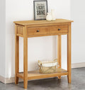 Hallowood Aston Oak Console Table 70cm Wide with Drawer and Shelf – Solid Wood Hallway Telephone Table