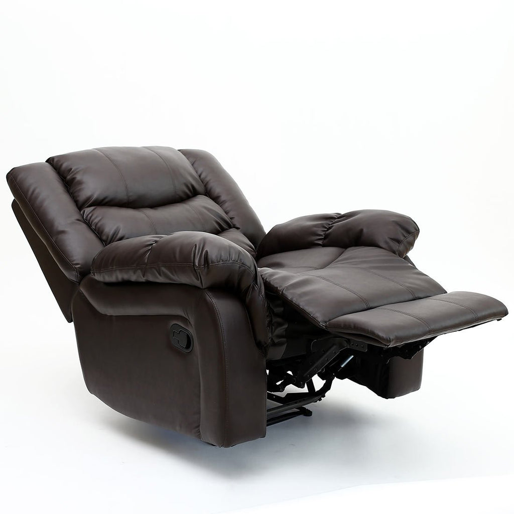 Seattle Bonded Leather Recliner Armchair - Manual Latch Mechanism, Lumbar Support, Home Lounge Chair, Brown