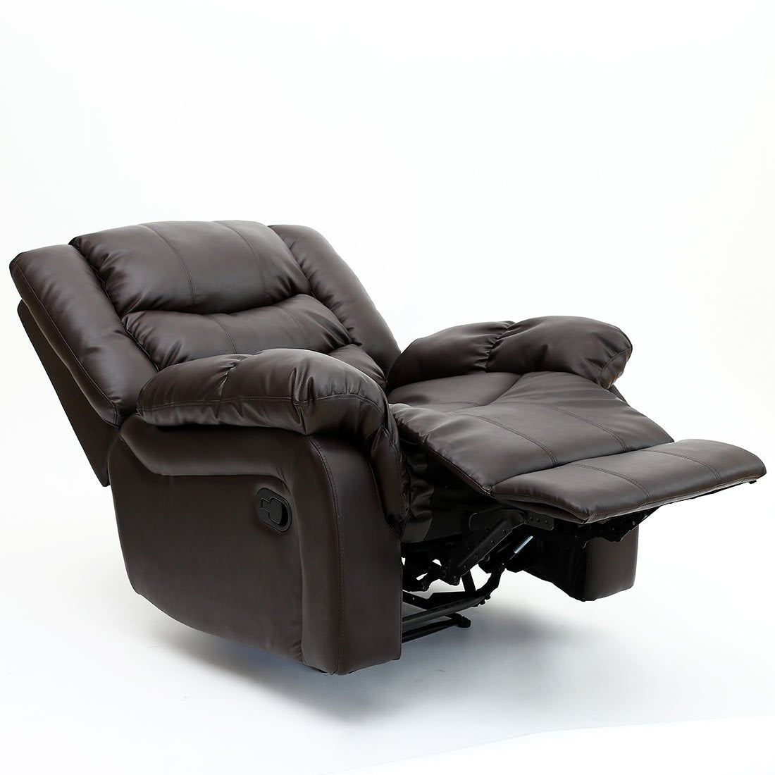Seattle Bonded Leather Recliner Armchair - Manual Latch Mechanism, Lumbar Support, Home Lounge Chair, Brown