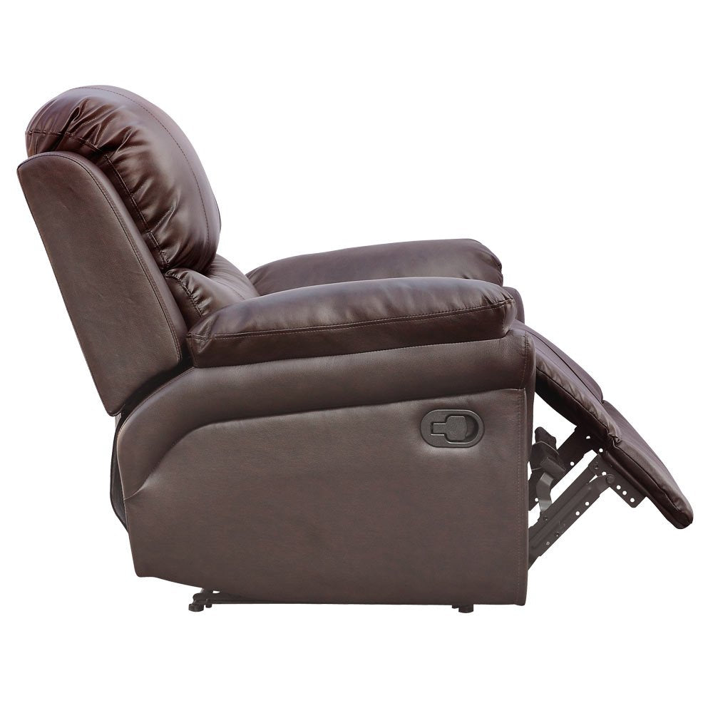 Madison Bonded Leather Recliner Armchair - Manual Latch Mechanism, Lumbar Support, Gaming & Lounge Chair, Brown