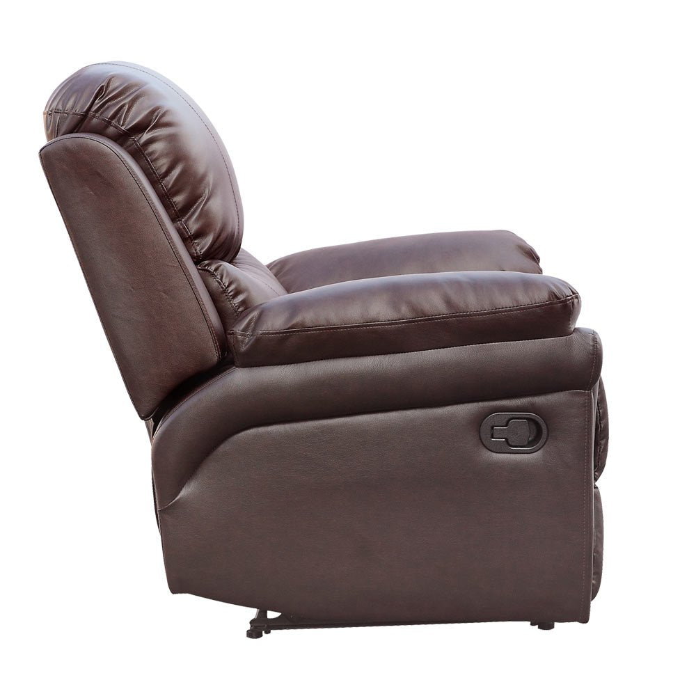 Madison Bonded Leather Recliner Armchair - Manual Latch Mechanism, Lumbar Support, Gaming & Lounge Chair, Brown