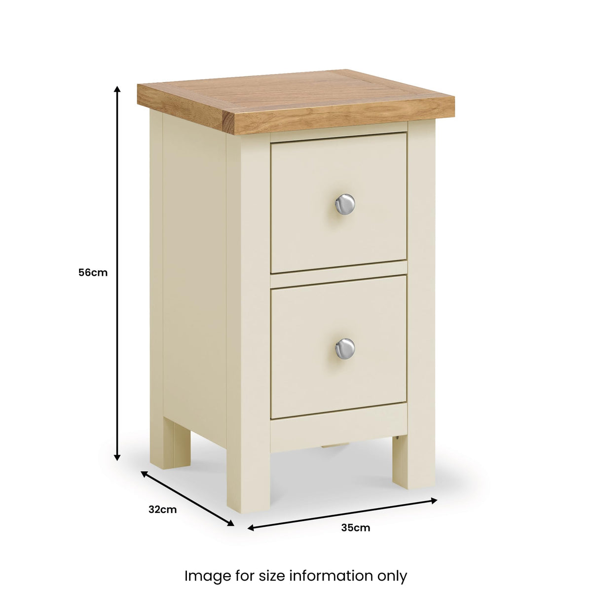 Farro Cream Bedside Tables Set of 2 with Oak Tops - Solid Wood Nightstands with 2 Drawers