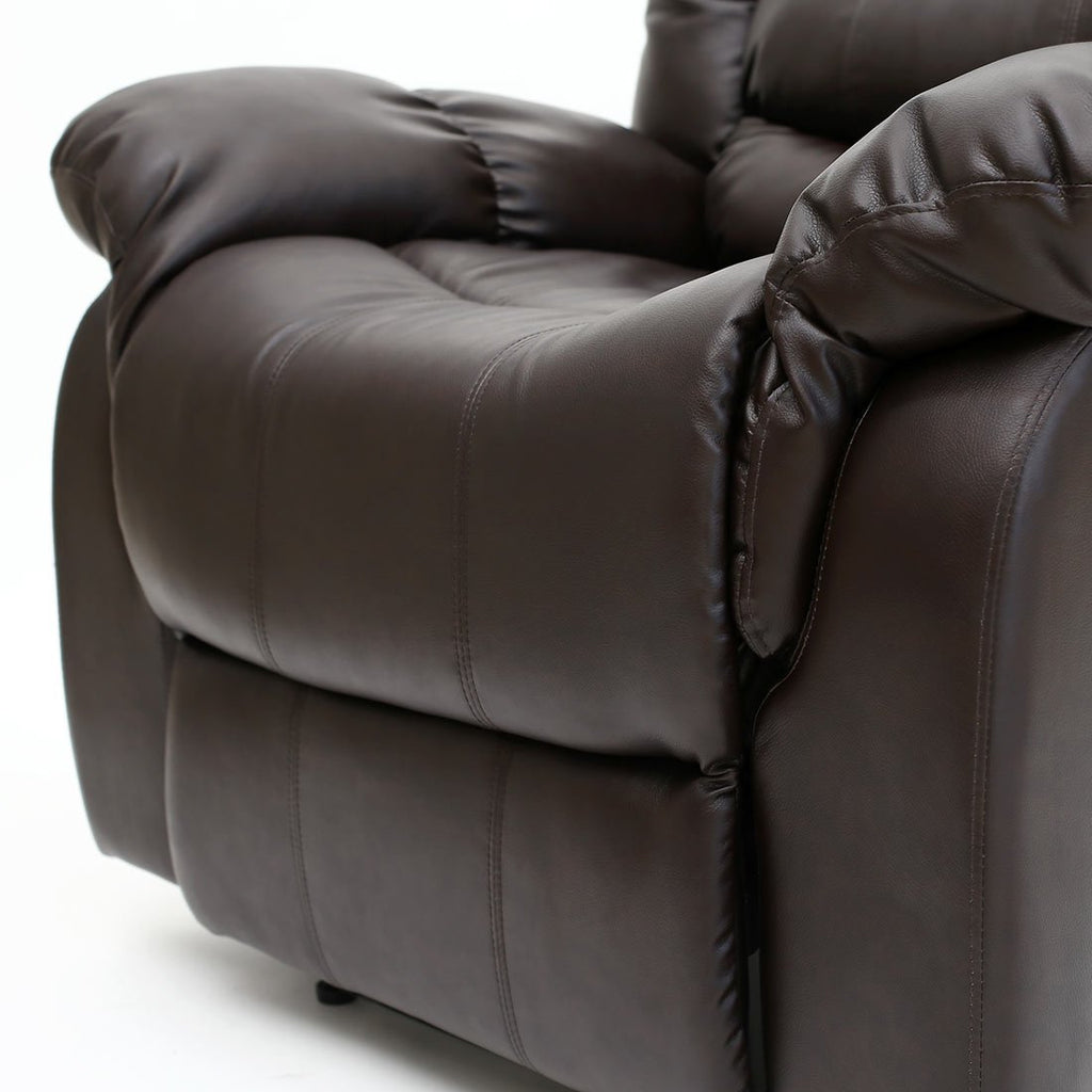 Seattle Bonded Leather Recliner Armchair - Manual Latch Mechanism, Lumbar Support, Home Lounge Chair, Brown