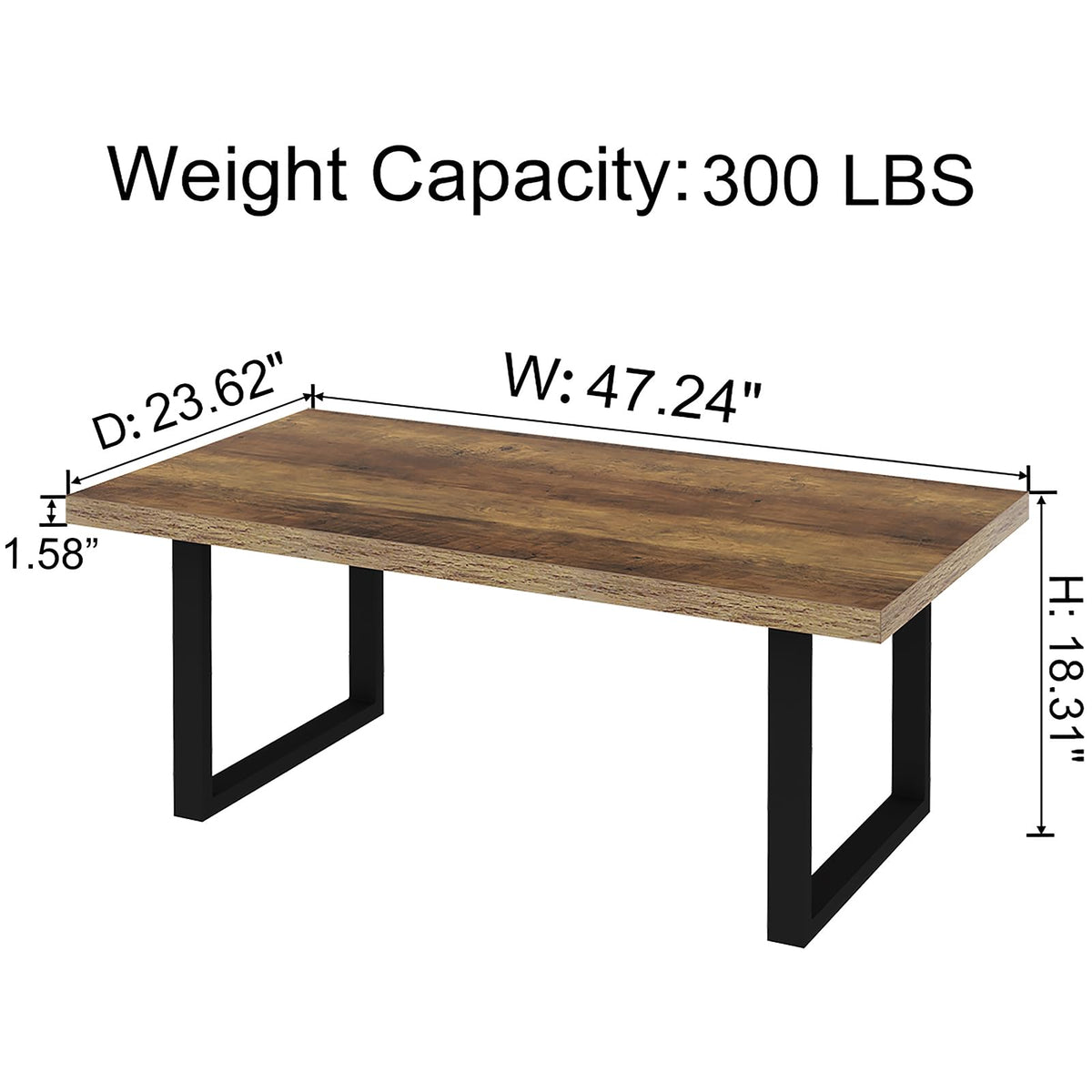 IBF 120cm Rustic Oak Coffee Table Wooden Farmhouse Centre Table for Living Room & Office