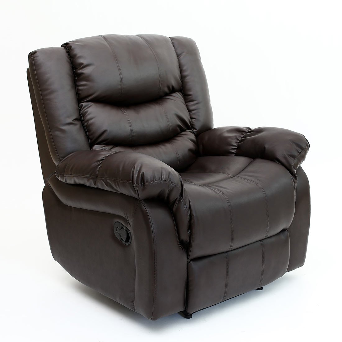Seattle Bonded Leather Recliner Armchair - Manual Latch Mechanism, Lumbar Support, Home Lounge Chair, Brown
