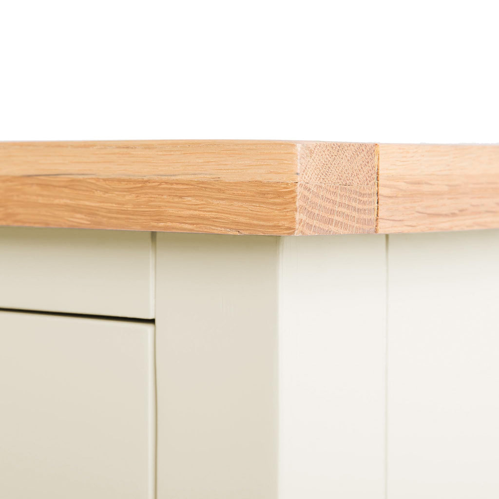 Farro Cream Bedside Tables Set of 2 with Oak Tops - Solid Wood Nightstands with 2 Drawers