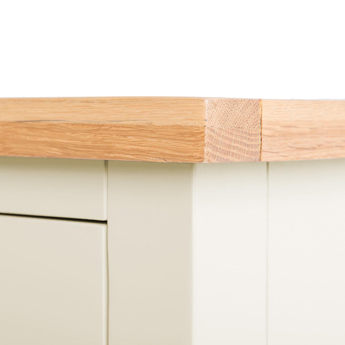 Farro Cream Bedside Tables Set of 2 with Oak Tops - Solid Wood Nightstands with 2 Drawers