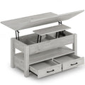 Rolanstar Split Lift Top Coffee Table - Convertible Dining Table with Drawers & Hidden Storage for Living Room & Home Office