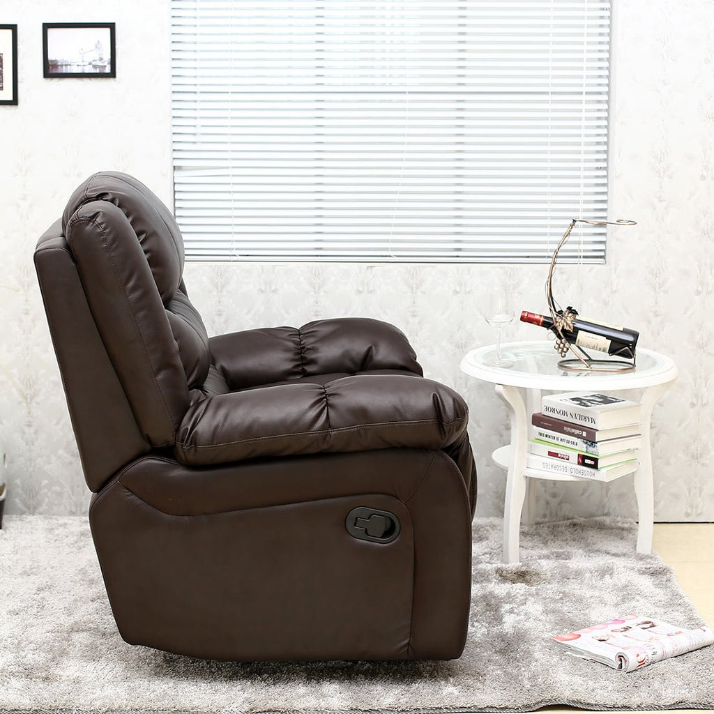 Seattle Bonded Leather Recliner Armchair - Manual Latch Mechanism, Lumbar Support, Home Lounge Chair, Brown