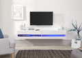 GFW Galicia 180cm White Floating TV Unit with LED - Wall-Mounted Cabinet with Lift-Up Doors