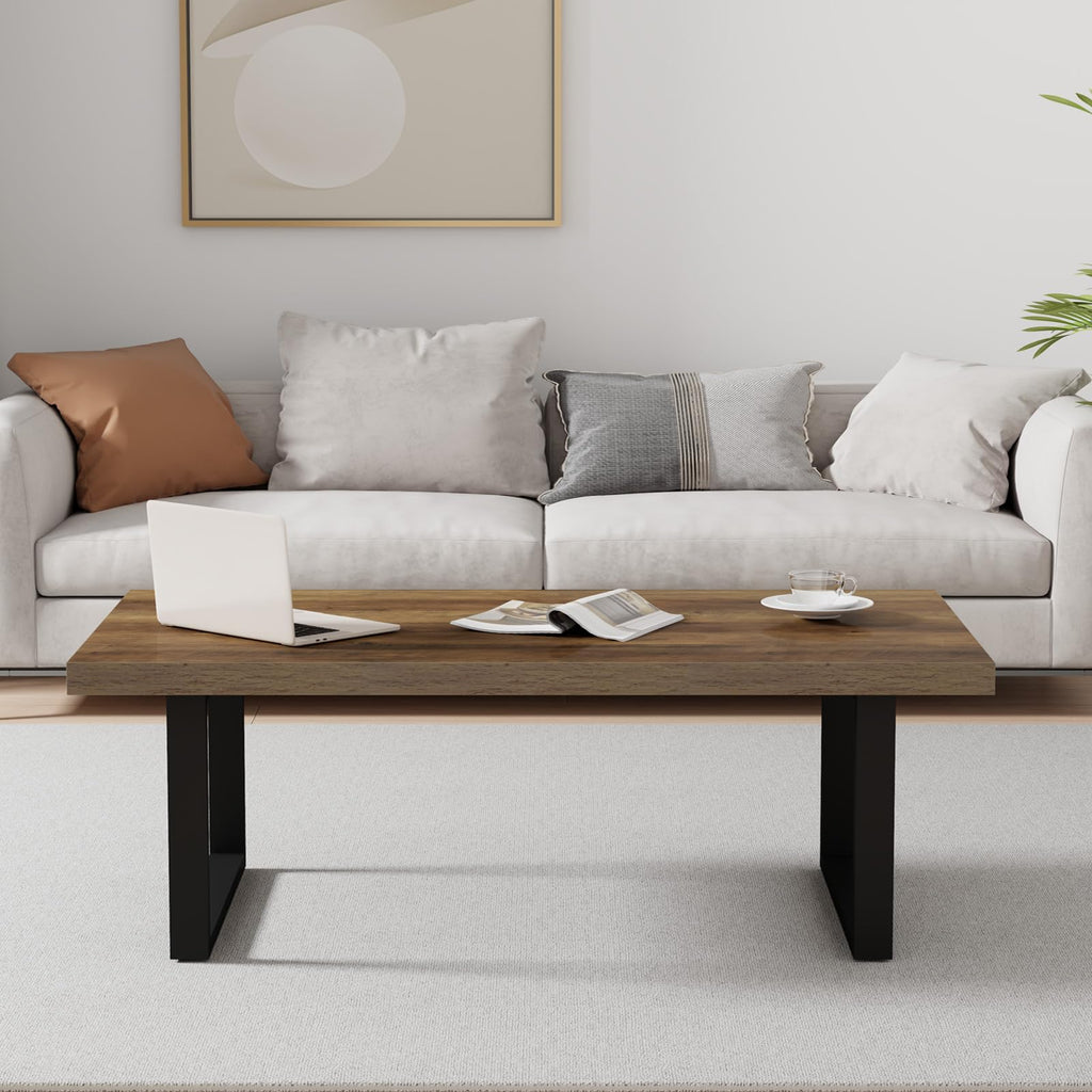 IBF 120cm Rustic Oak Coffee Table Wooden Farmhouse Centre Table for Living Room & Office