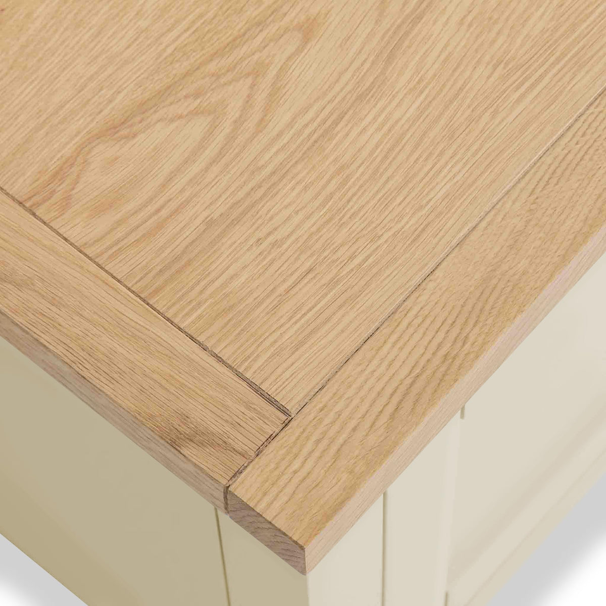 Farro Cream Bedside Tables Set of 2 with Oak Tops - Solid Wood Nightstands with 2 Drawers