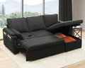 DURASPACE L Shaped Corner Sofa Bed with Storage - Convertible Sectional Couch, 2 USB Ports, Cup Holders, Dark Grey
