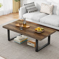 IBF 120cm Rustic Oak Coffee Table Wooden Farmhouse Centre Table for Living Room & Office