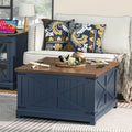 Joaxswe Farmhouse Coffee Table with Hidden Lift Top Storage - Navy Blue Square Wood Center Table 30"x30"