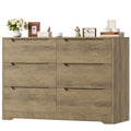 HOCSOK 6 Drawer Dresser Chest of Drawers Wood Bedroom Storage Cabinet Bedside Table No Handle Rustic Brown