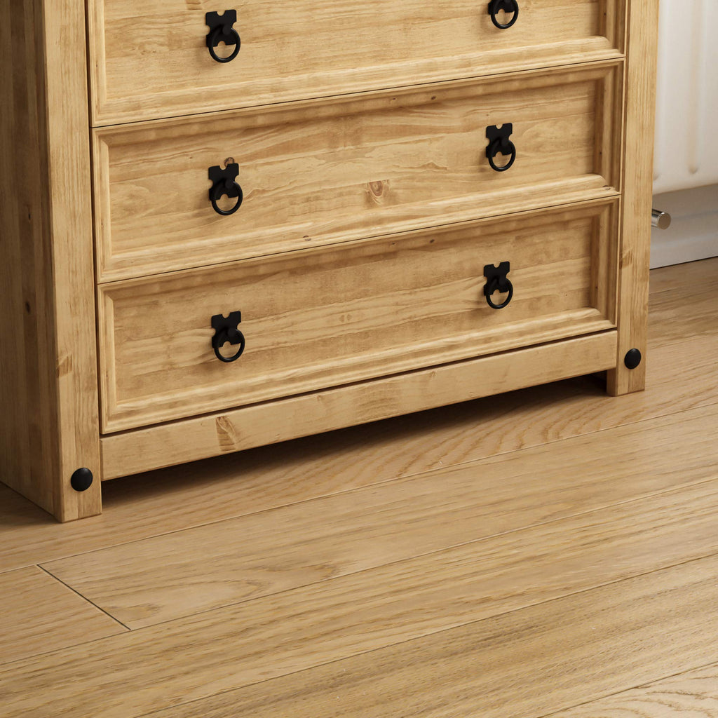 Vida Designs Corona 5 Drawer Chest of Drawers Solid Pine Wood Natural Finish 80cm Wide