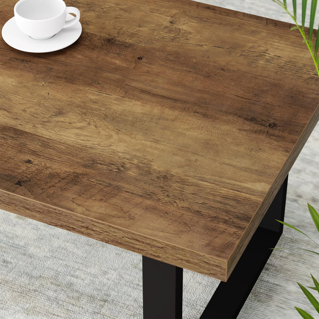 IBF 120cm Rustic Oak Coffee Table Wooden Farmhouse Centre Table for Living Room & Office