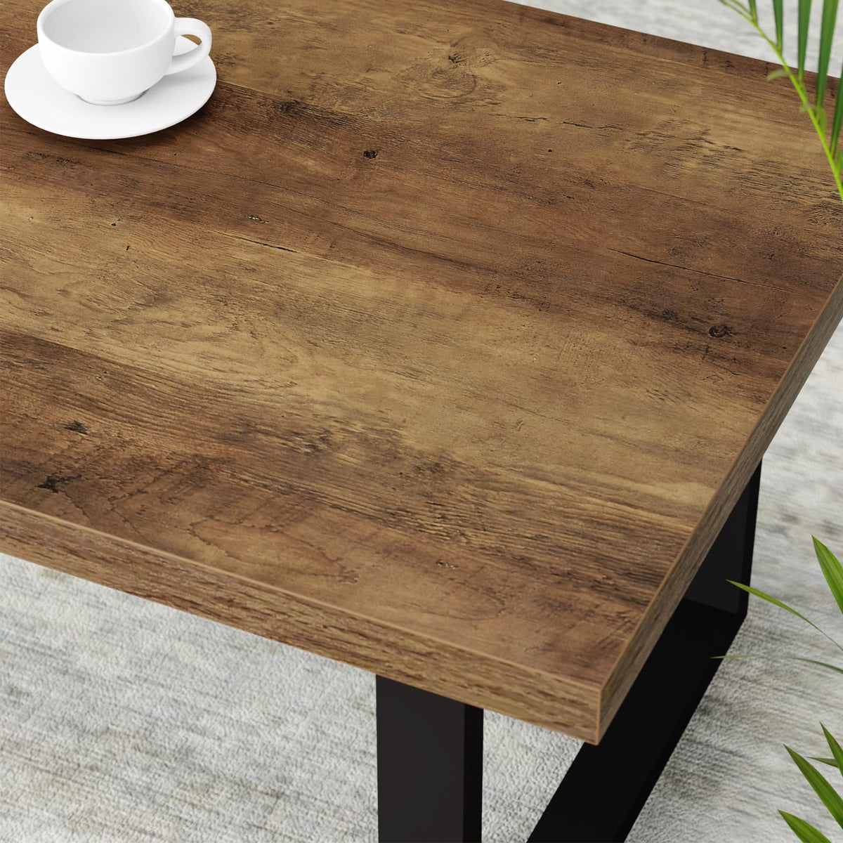 IBF 120cm Rustic Oak Coffee Table Wooden Farmhouse Centre Table for Living Room & Office