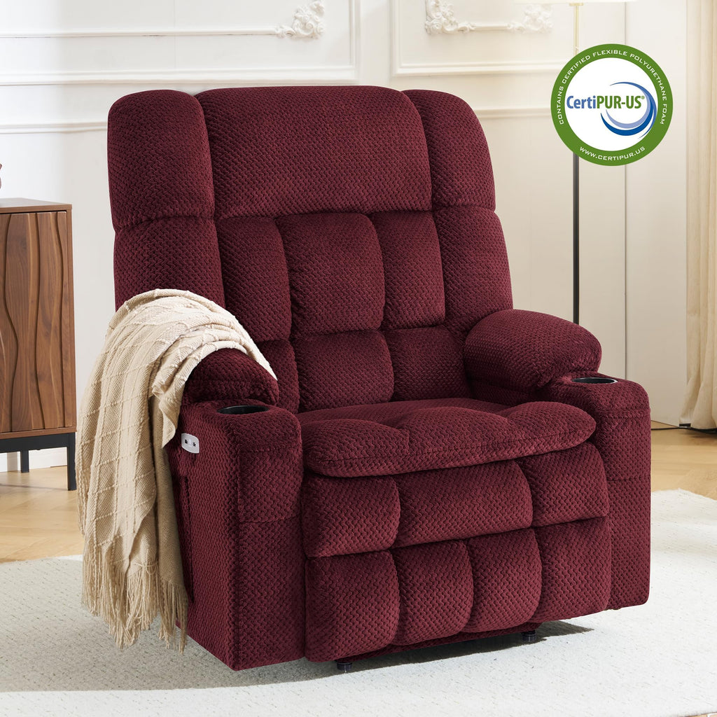 MCombo Oversized Dual Motor Electric Power Lift Recliner with Heat & Massage - Infinite Position Chair for Elderly